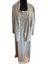 Alex Evenings Gown Taupe 2-piece Set Jacket Dress Size 20W