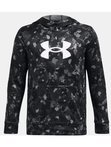 New In Bag Under Armour Hoodie Fleece Big Logo Printed Black/White Camo Size YL