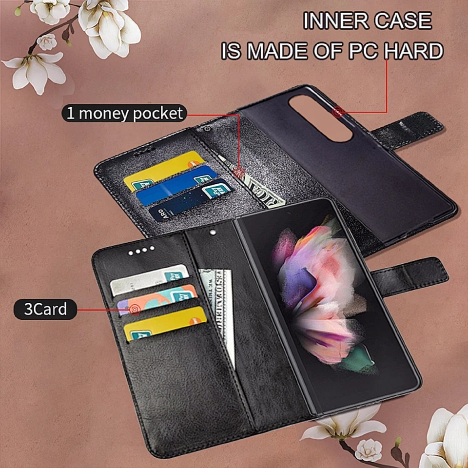 Personalised Flip Wallet Leather PU Case Cover Custom For Galaxy Z Fold 4 5 6 7 - Image 4 of 4