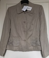 Alex & Co Taupe Single Breasted Jacket Embroidered Pockets Uk Size 14 Bnwt