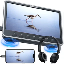 12” Car Headrest 1080P Video DVD Player TV for Kids HDMI 1366*768 USB SD Headset