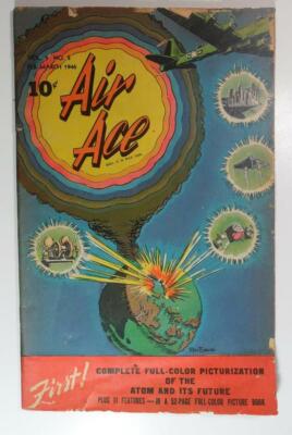 AIR ACE COMICS MARCH 1946 V 3 #2 STREET AND SMITH ATOMIC EXPLOSION COVER G/VG