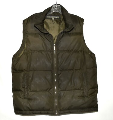 Kenneth Cole Reaction Olive Green Down Mens Puffer Vest Size L Machine  Washable