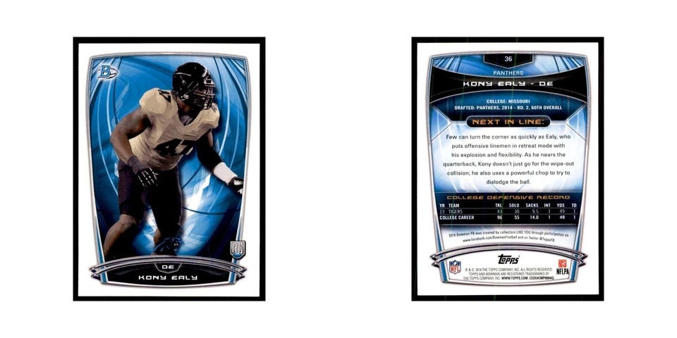 2014 Bowman Kony Ealy RC Football Cards #36 - Image 3 of 3