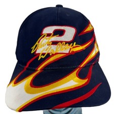 Vintage Rusty Wallace Logo 2 Flames SnapBack Hat Cap NASCAR Chase Authentics