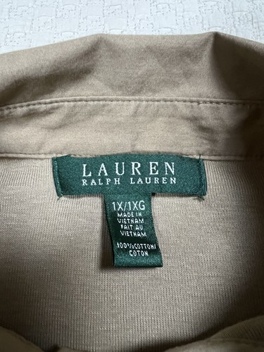 Lauren Ralph Lauren Safari Hemd 3/4 Ärmel Goldknöpfe | Hellbraun | Damen Größe 1x - Bild 6 von 11