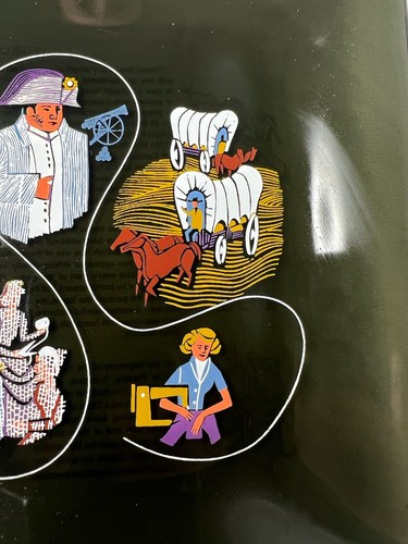 Vintage 60s Smoked Glass Tray 1812-1962 Coats & Clarks Story of Thread 9" x 7" - Picture 4 of 9