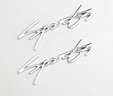2Pcs Sport Car 3D Metal Fender Trunk Emblem Sticker Sport Logo Decals（Chrome）