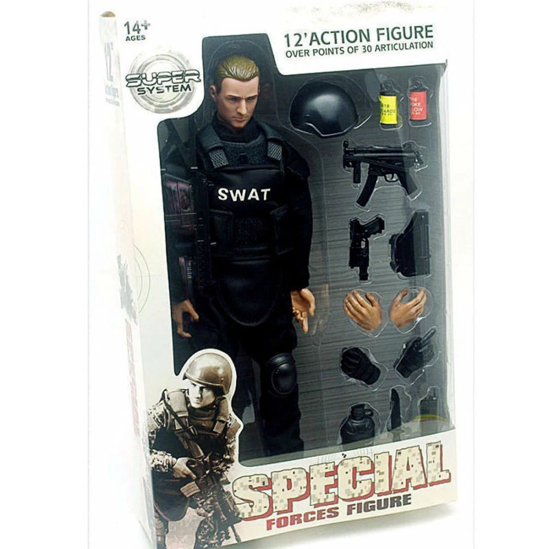 1/6 Soldier Action Figure 12" SWAT Black Uniform Model Military Army Suit Toys - Image 4 of 4