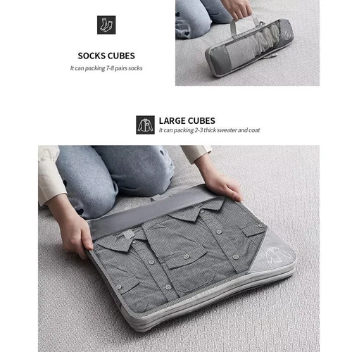 6Pcs Compression Packing Cubes Expandable Storage Travel Luggage Organizer Bags - Picture 9 of 20
