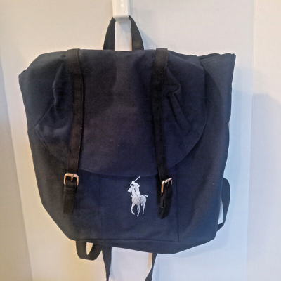 NEW Polo By Ralph Lauren Canvas Navy Backpack Pony NWT Large  display picture 2