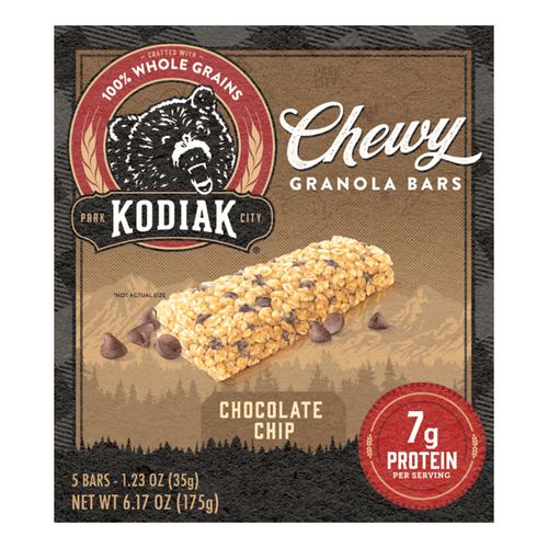 Kodiak Chocolate Chip Chewy Protein Granola Bars, 1.23 oz, 5 Count,New