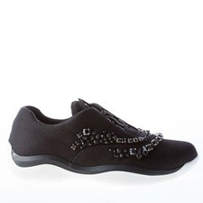 PRADA chaussures femme shoes America's Cup black nylon sneaker with crystals