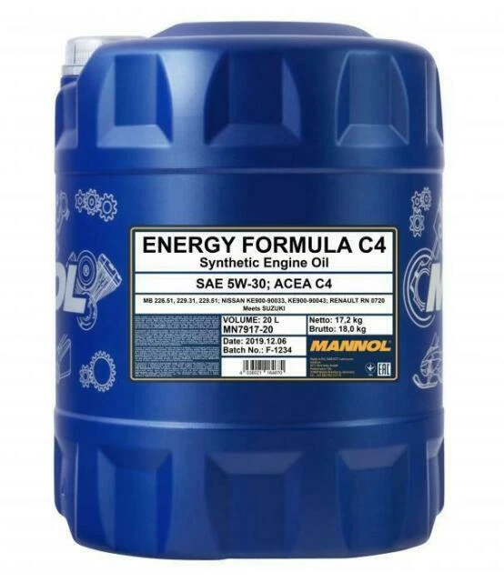 MANNOL Energy Formula C4 5W30 Huile de Moteur Synthétique 20L (MN7917-20)