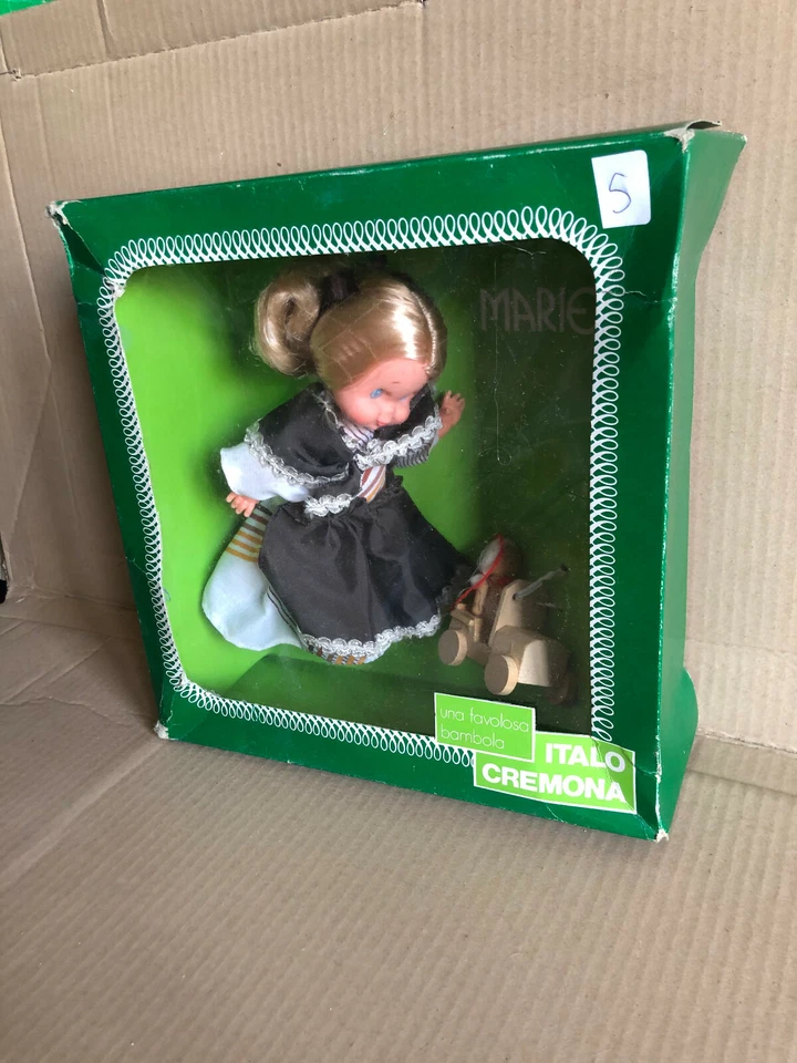 ITALOCREMONA Poupée Marietta Avec Auto Antique Bois Ann 70 VINTAGE - Photo 2/4