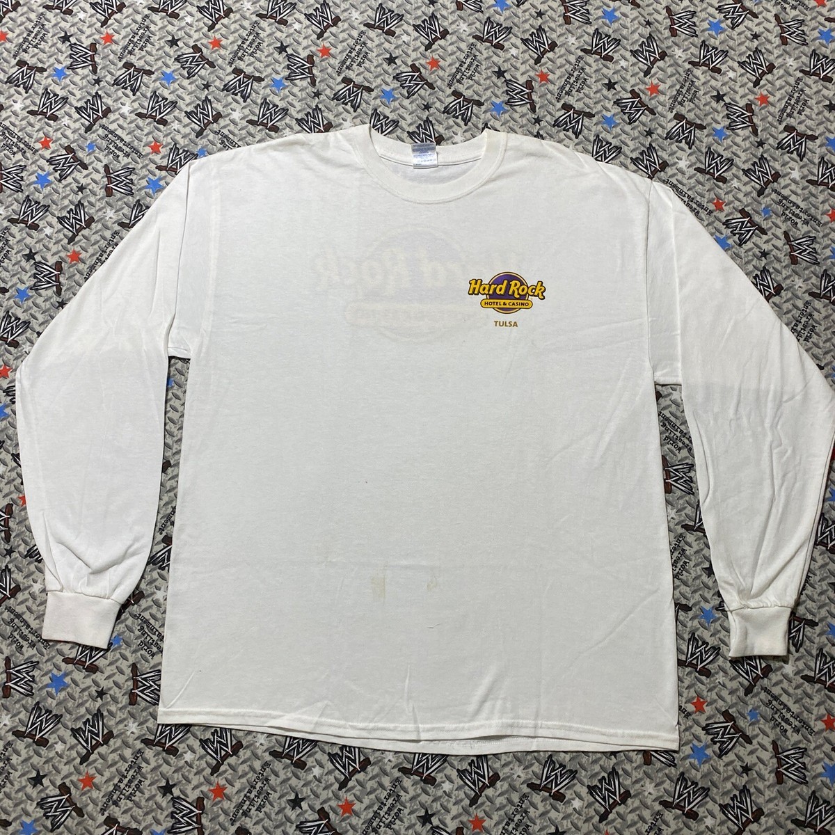 Hard Rock Cafe Hotel & Casino Tulsa White Long Sleeve Men