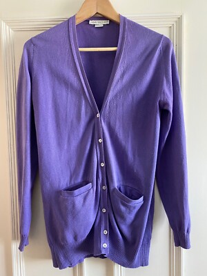 John Smedley vintage cotton cardigan in Purple, Small size 8-10