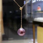 Stunning 18" AAA+ south sea NATURAL PURPLE  PEARL NECKLACE 14K