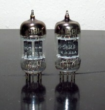 RARE Matched Pair GE JG-5814/12au7/ECC82 Black Plates Triple Mica tubes - 1954