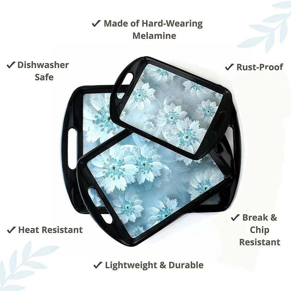 Melamine Classic Tray Set for Serving (3 Trays) with Handles - Image 2 of 4