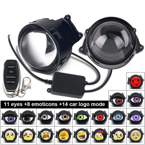 2x 3" LED Dynamic Devil Eyes Lights 12V Car Remote Control Headlight Retrofit UK - Picture 3 of 11