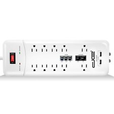 10 Outlet Surge Protector, 8 FT, White
