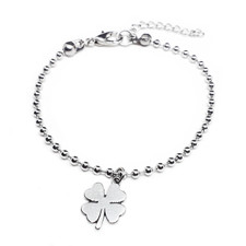 Bracciale Quadrifoglio ACCIAIO portafortuna con ciondolo Uomo Donna braccialetto