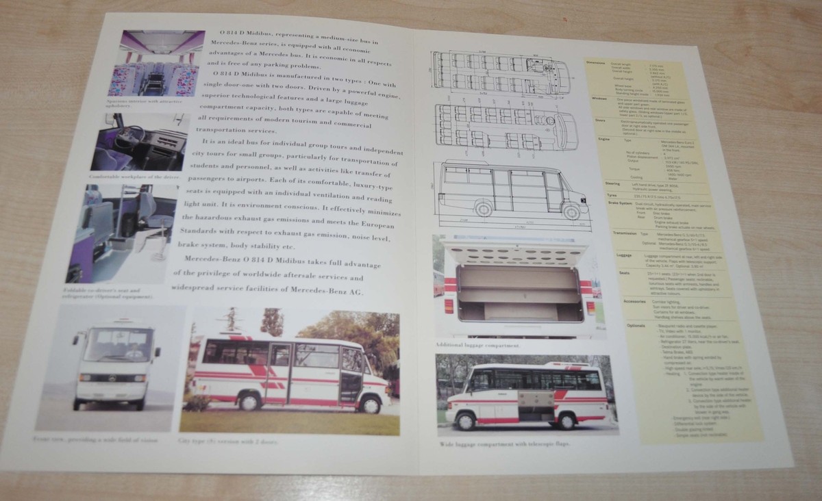 1996 Mercedes Benz O 814 D Midibus Bus Turkish Brochure Prospekt