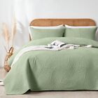 Oarage Queen Quilt Bedding Set Soft Lightweight Sage Green Bedspread with Lea.
