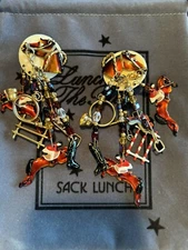 Lunch At The Ritz HUNT COUNTRY clip Earrings: HAND SIGNED & MENU CARD!!