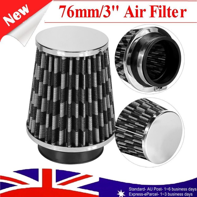 Air Filter 76mm 3" Round Cone Shape With Stainless Steel Clamp AU Stock