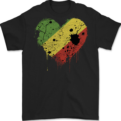 Herren-T-Shirt Love Republic of the Congo Flagge Tag Fußball 100 % Baumwolle