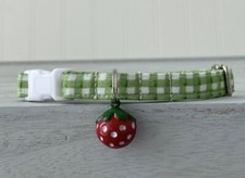 Strawberry Cat Collar Custom Made, Strawberry Cat Collar
