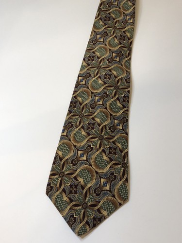 The Metropolitan Museum Of Art VTG Neck Tie 100% Silk Olive, Gold &Multicolor - Picture 2 of 5