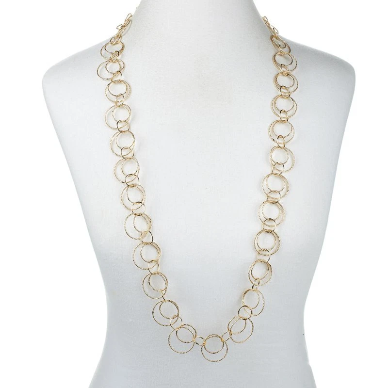 36" Bellezza Diamond Cut Multi Circle Link Chain Necklace Yellow Solid Bronze - product detail image 3