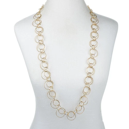 36" Bellezza Diamond Cut Multi Circle Link Chain Necklace Yellow Solid Bronze image 3