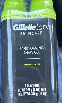 2 Gillette Labs Rapid Foaming Shave Gel Men Shaving Cream 7oz Vitamin B3 Sea