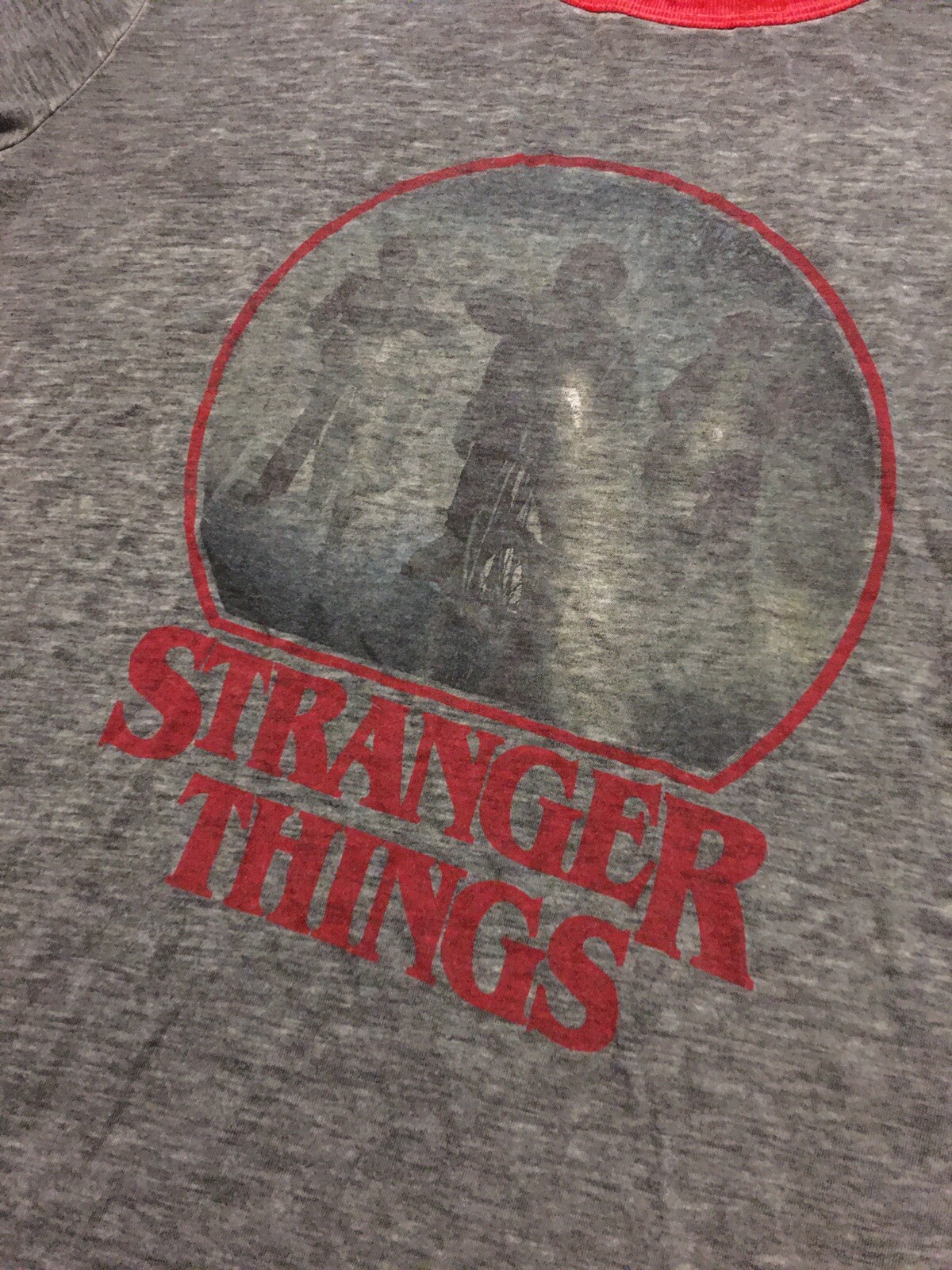 Stranger Things SIze Large Gray Red Ringer Burnou… - image 2