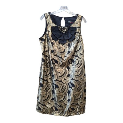 M60 Miss Sixty NEW black gold dress sleeveless metallic Y2K shift Madeline sz 10