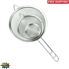 Mesh Strainer Strainers FINE Small Large Flour Sifter Colander For Kitchen UK