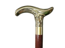 Victorian Head Golden Brass Walking Stick/Cane - Premium Steampunk Handmade