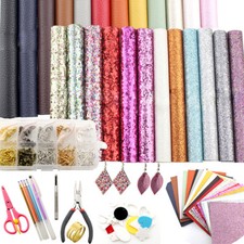24 Pieces Leather Earring Making Kit Include Instructions 4 Kinds of Faux Sheet