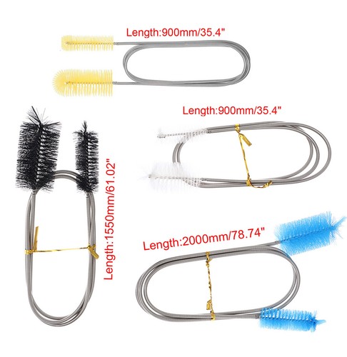 4x Cepillo de limpieza de manguera flexible de acero inoxidable de doble extremo en forma de U para acuario de peces - Imagen 8 de 9