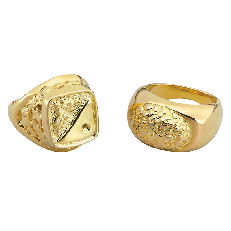 HENBRANDT Adult Fake Gold Ring Pimp Daddy Mr T Sovereign Gangster Fancy Dress Party Jokes