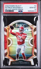 2020 PANINI SELECT DIE-CUT WHITE PRIZM #2 PATRICK MAHOMES II PSA 10