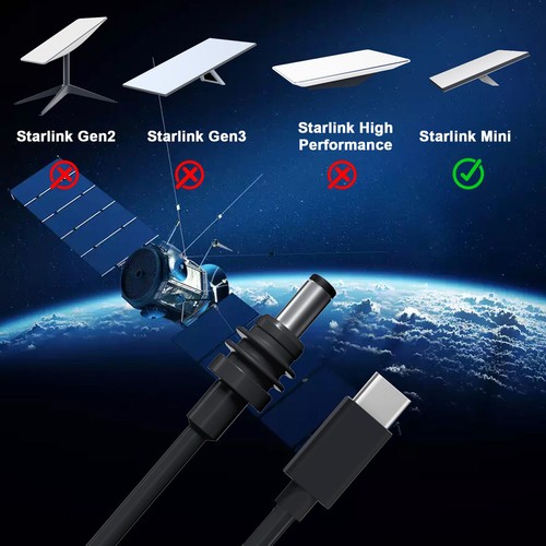 For Starlink Mini DC to USB C Power Replacement Cable 16.4ft/5m Cord Adapter Kit - Afbeelding 2 van 6