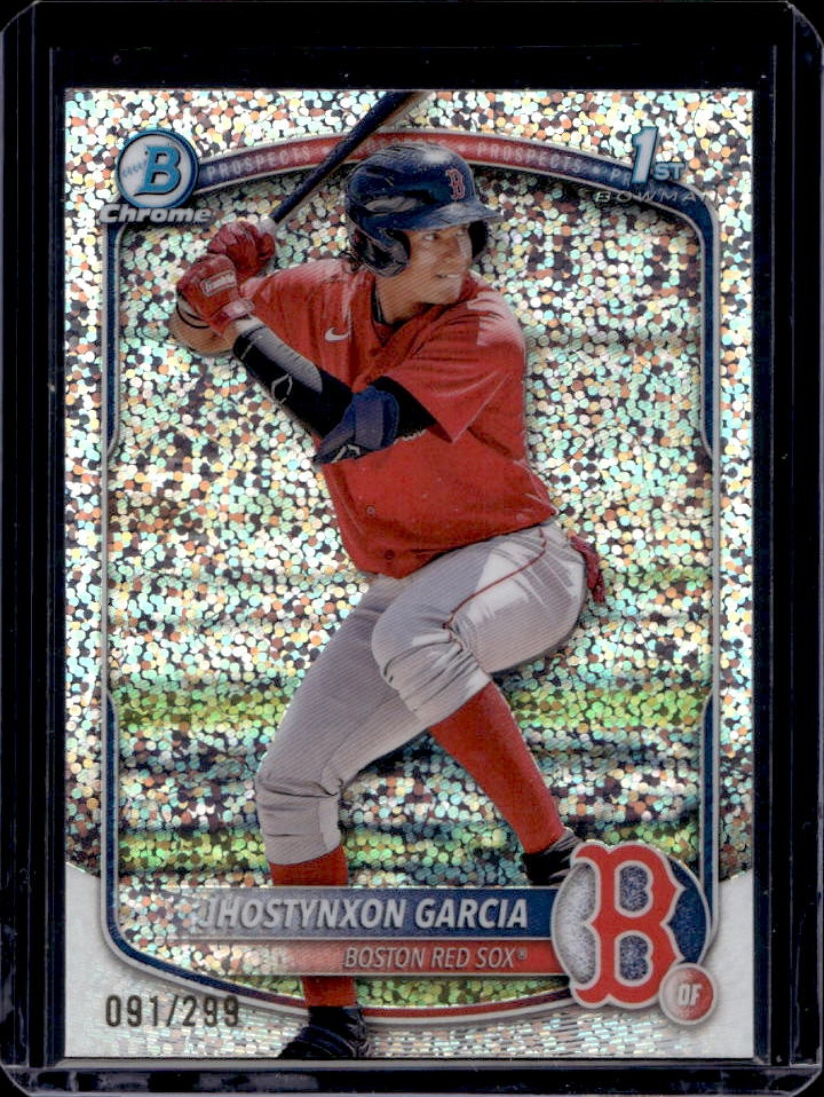 2025 Bowman Jhostynxon Garcia Chrome Speckle Refractor 1st Prospect #91/299