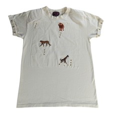 P.C.B. Women’s USA Made Safari Animal Embroidered Tee Small 100% Cotton
