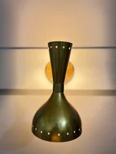 Mid Century Italian Wall Sconce Green Diablo Modern Brass Light Stilnovo Style