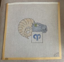 ARIES the RAM Hand Painted Needlepoint Canvas 14” x 14” VIP #131 NEW